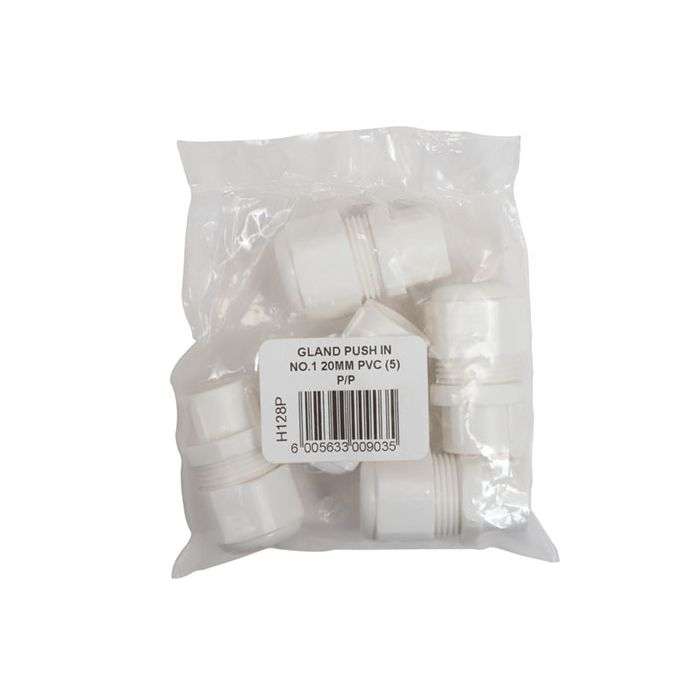 PVC Conduit Push In No.1 Glands 20mm - 5 Pack