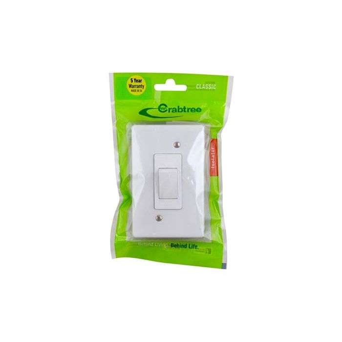 Crabtree Classic White 30A Geyser Isolator Switch 2x4