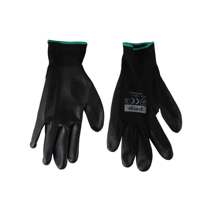 Grange Black PU Coated Supa Feel Polyester Gloves Size 10