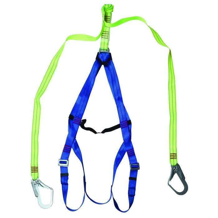 Double Lanyard Safety Harness With Shock Absorber & Scaffold Hooks
