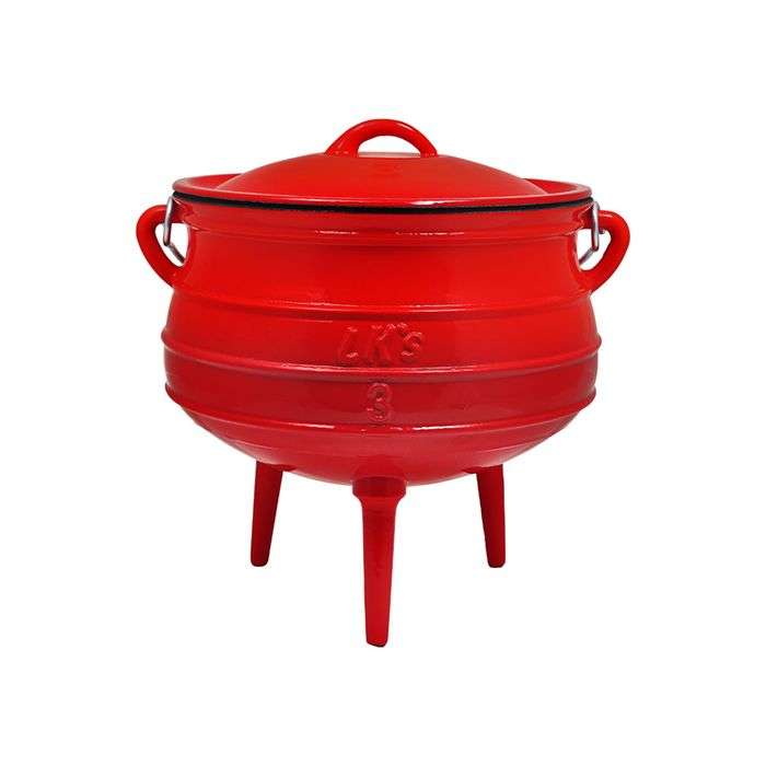 LK's Red Enamelled 3 Leg Potjie Pot No.3