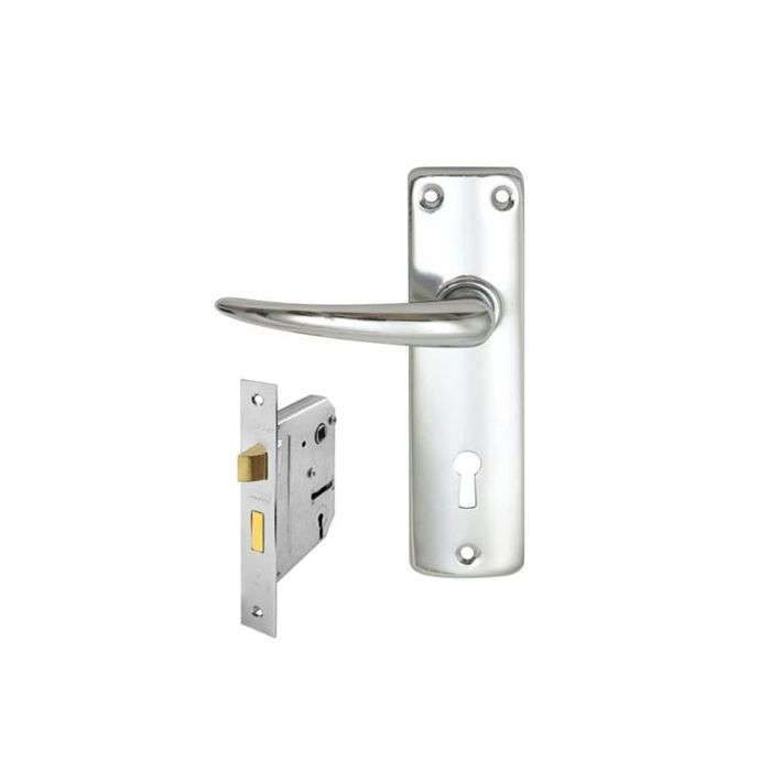 Samson Chrome Plated Keyhole Lever Handle On Backplate 3 Lever Lockset