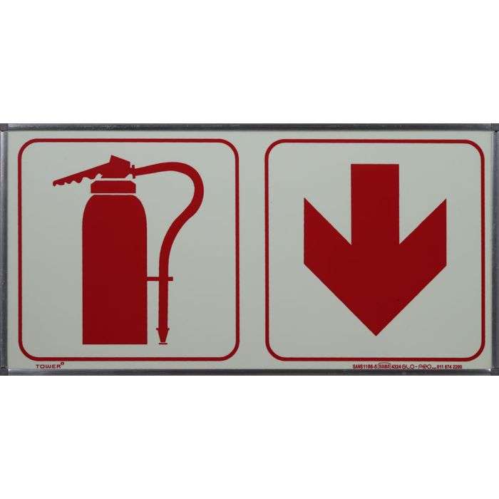 Tower Fire Extinguisher Arrow Down Sign 190 x 380mm