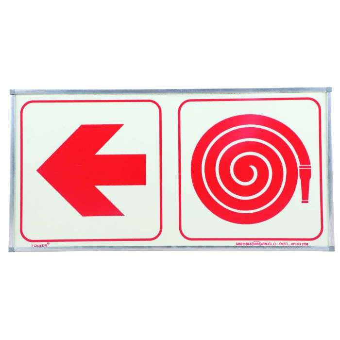 Tower Photoluminescent Hose & Arrow Sign 190 x 380mm