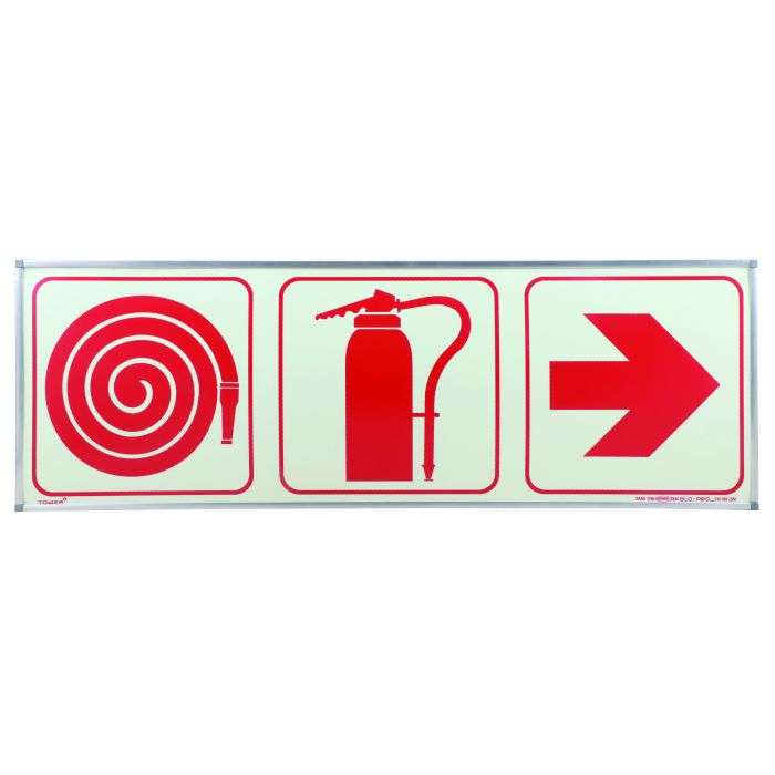Tower Photoluminescent Fire Extinguisher, Hose & Arrow Sign 190 x 570mm