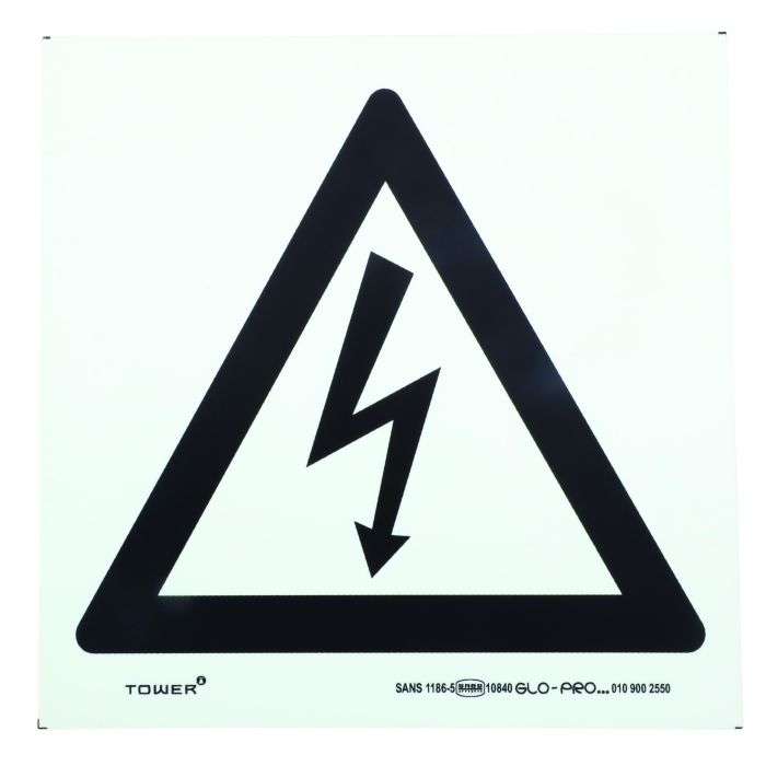 Tower Photoluminescent Electricity Sign 190 x 190mm