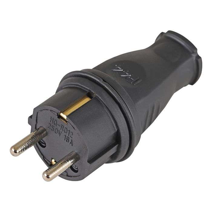 Male Schuko Rubber Socket 16A