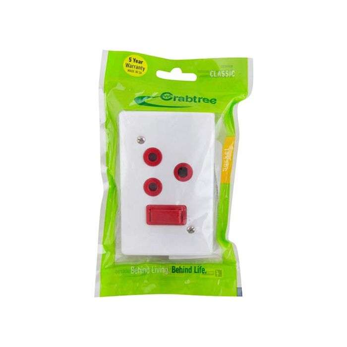 Crabtree Classic White Dedicated Single RSA Wall Socket 2x4