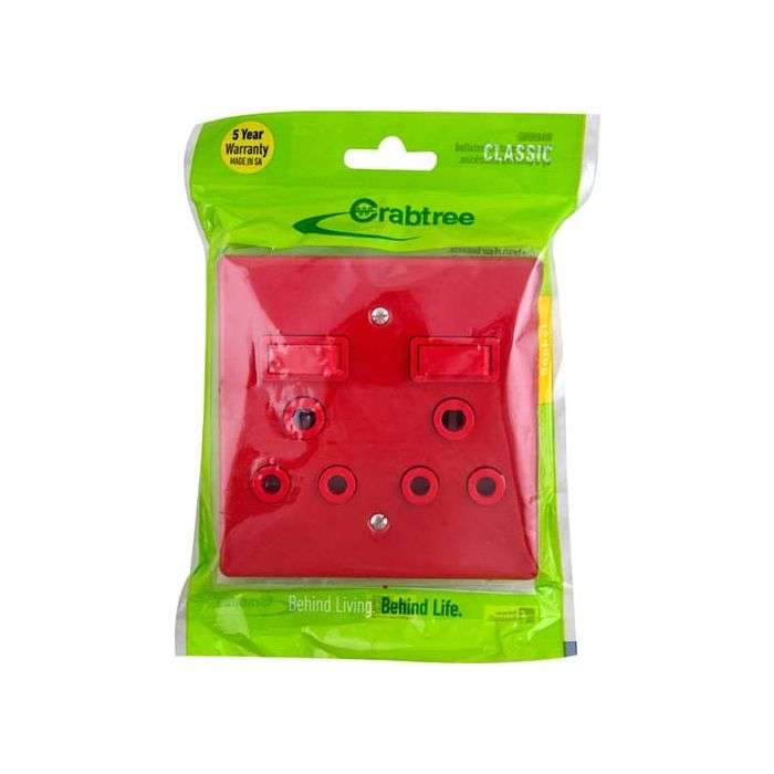 Crabtree Classic Red Dedicated Double RSA Wall Socket 4x4