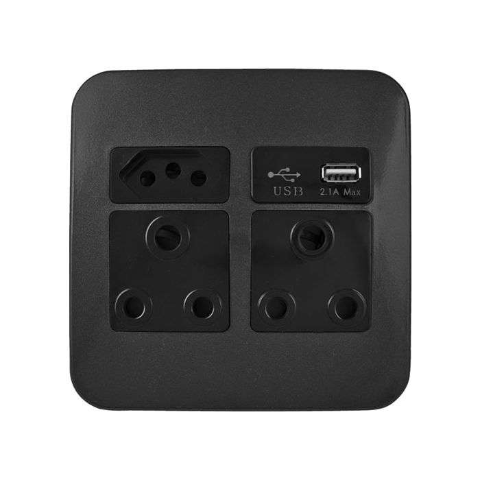 Veti Gun Metal 1 New RSA, 2 RSA & 1 USB Wall Socket 4x4