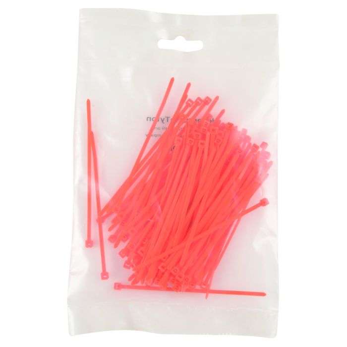 HellermannTyton Orange Cable Ties 100 x 2.5mm - 100 Pack