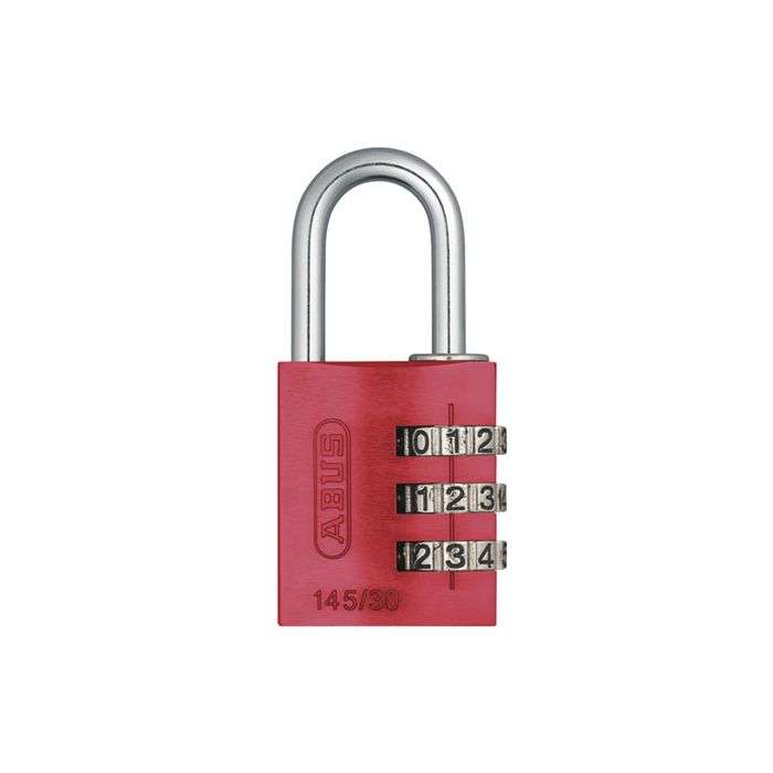 Abus 145 Series Red Aluminium Combination Padlock 30mm