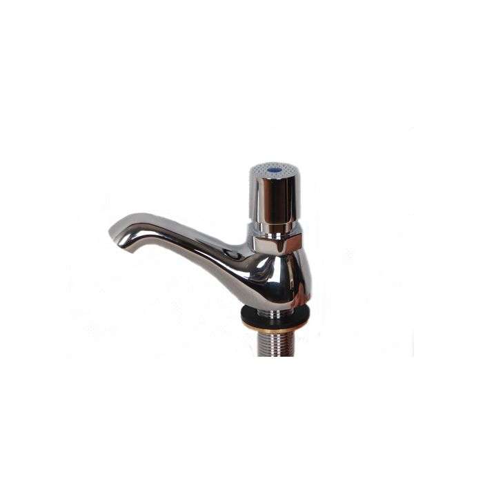 Icon Red Chrome Plated Push Button Pillar Tap 15mm