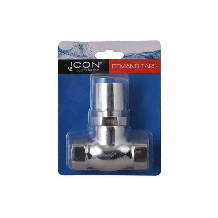 Icon Red Chrome Plated Push Bottom Stop Tap F/F 15mm