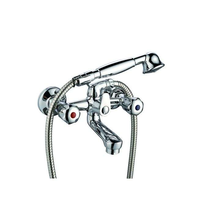Icon Red Chrome Plated Taurus Bath Mixer With Hand Shower