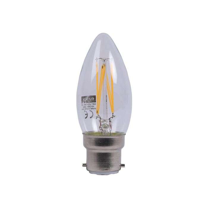 Eurolux 4W Warm White B22 LED Filament Candle Lamp