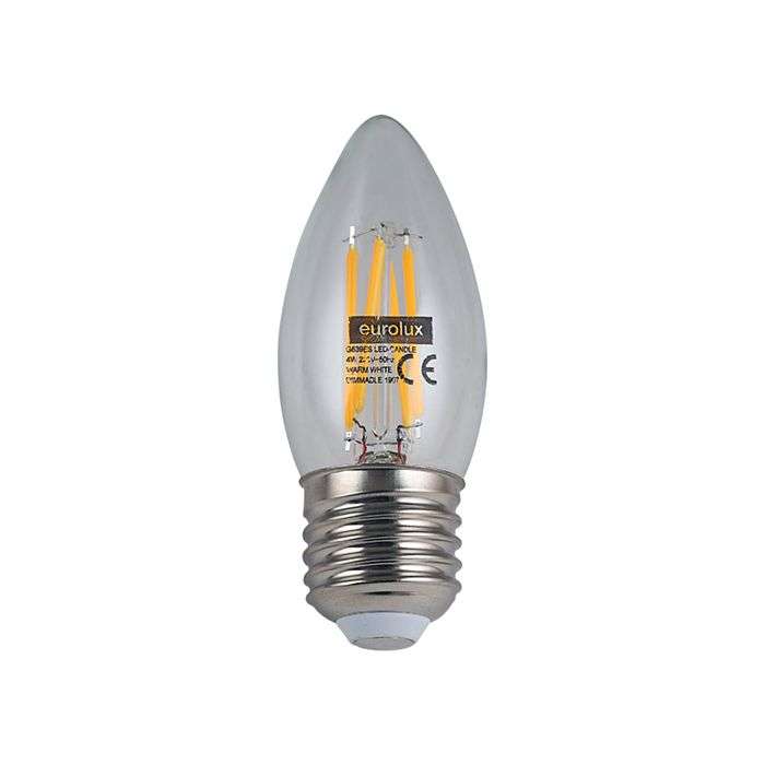 Eurolux 4W Warm White E27 LED Filament Candle Lamp