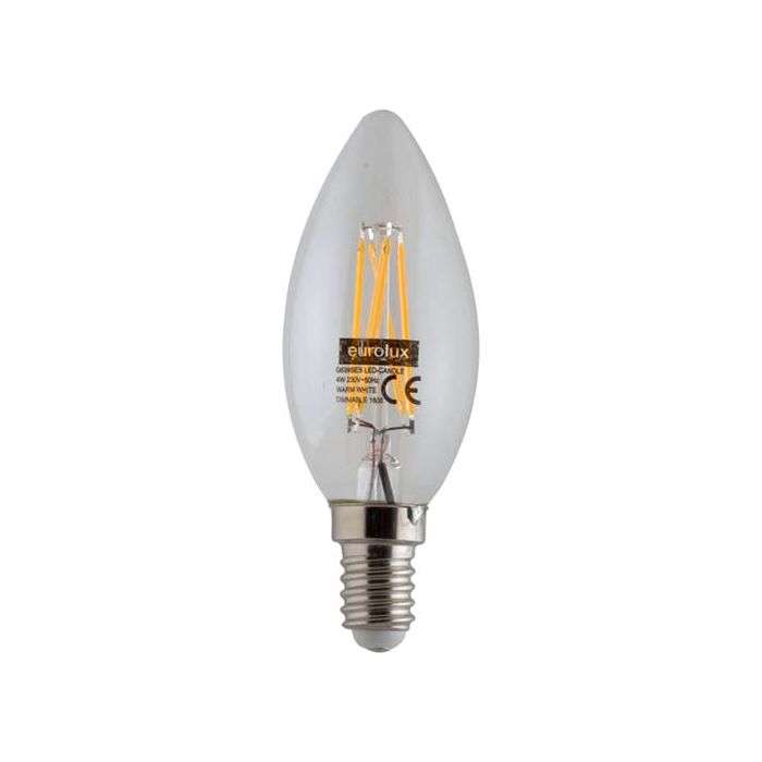 Eurolux 4W Warm White E14 LED Filament Candle Lamp