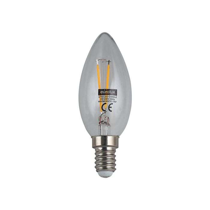 Eurolux 2W Warm White E14 LED Filament Candle Lamp