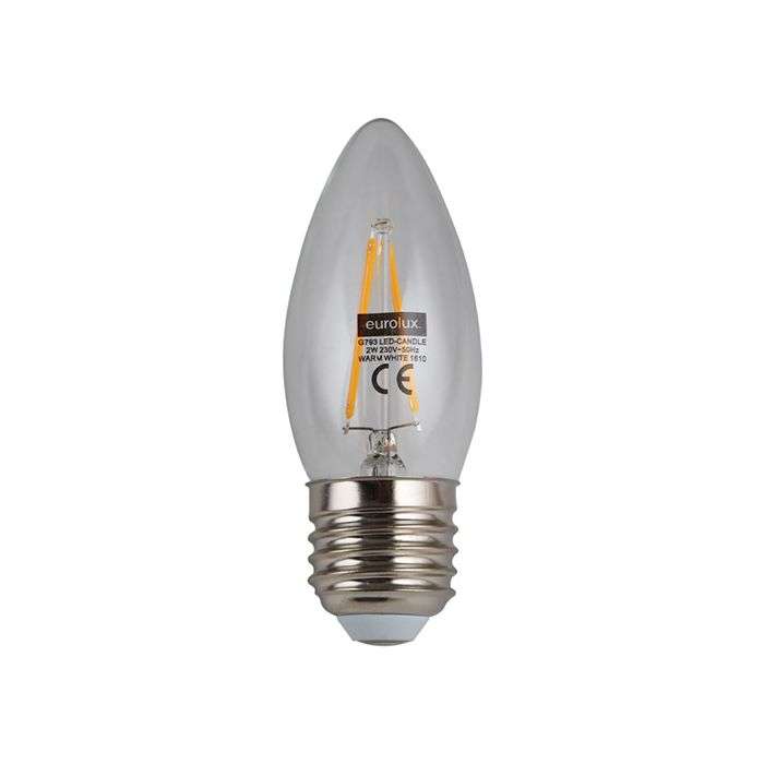 Eurolux 2W Warm White E27 LED Filament Candle Lamp
