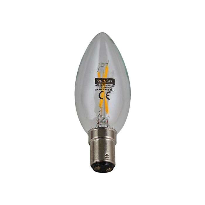Eurolux 2W Warm White B15 LED Filament Candle Lamp