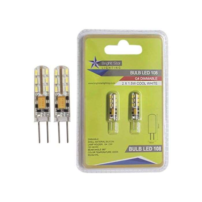 Bright Star 1.5W Cool Daylight G4 LED Lamps - 2 Pack