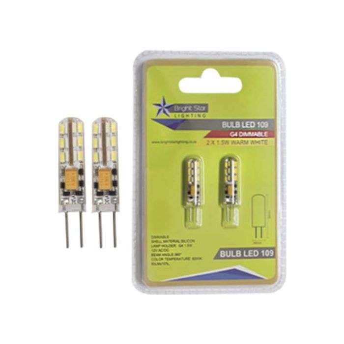 Bright Star 1.5W Warm White G4 LED Lamps - 2 Pack