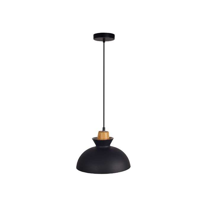 Eurolux Black & Wood Charlotte Pendant Light 280mm