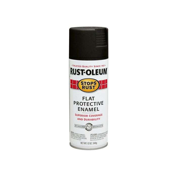 Rust-Oleum Stops Rust Flat Protective Enamel Spray Paint Black 340g