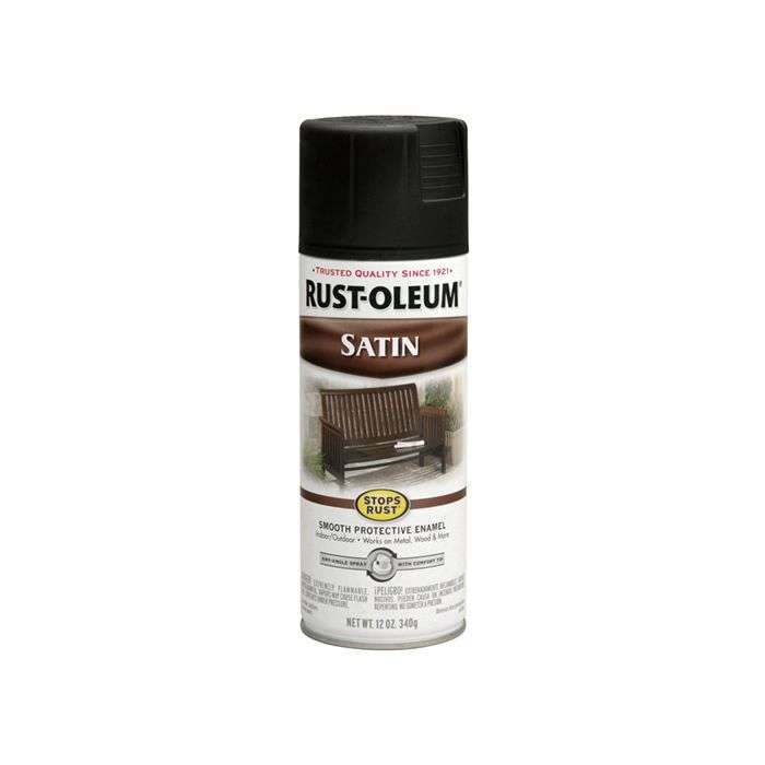 Rust-Oleum Stops Rust Satin Protective Enamel Spray Paint Black 340g
