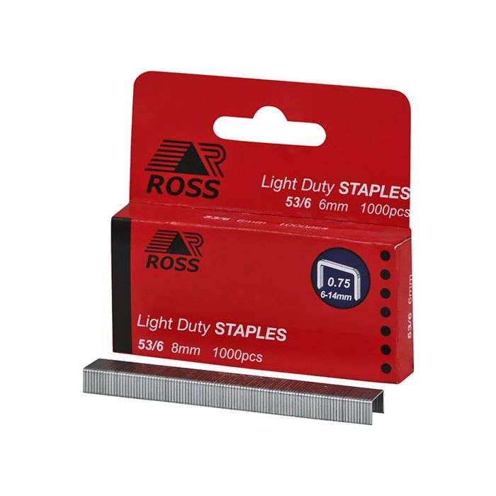 Ross Light Duty Staples 6mm - 1000 Pack F3010