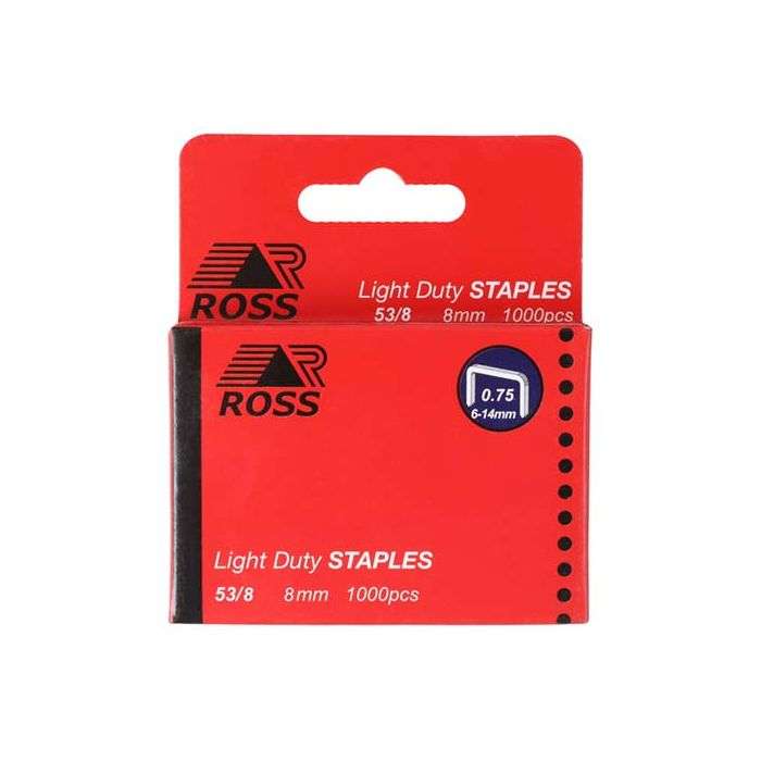 Ross Light Duty Staples 8mm - 1000 Pack