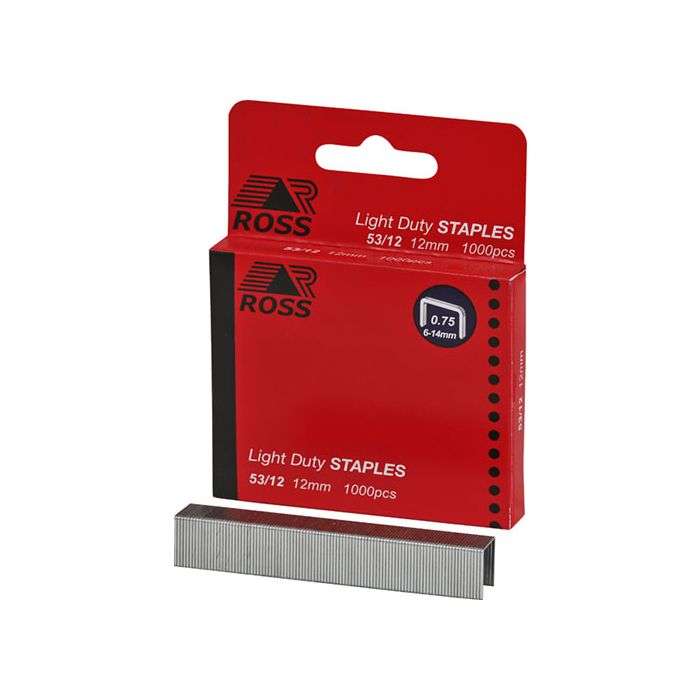 Ross Light Duty Staples 12mm - 1000 Pack F3013