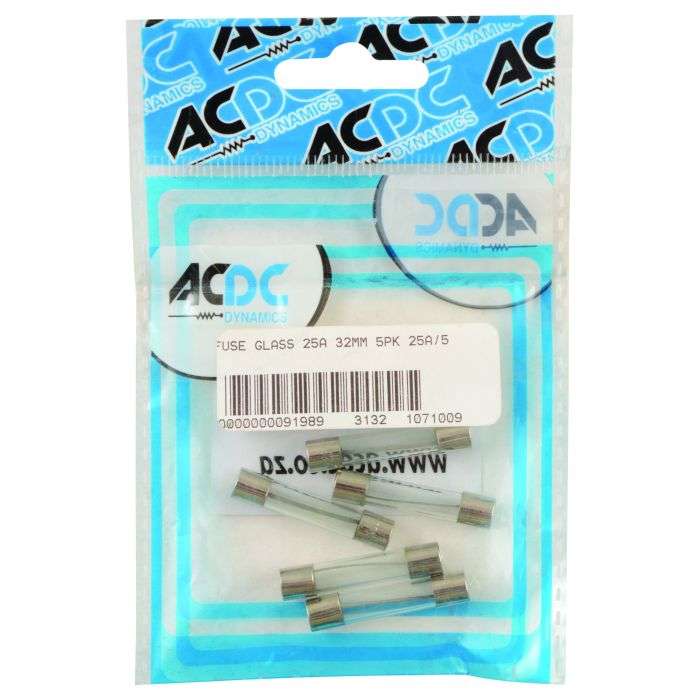 Glass Fuse 25A 32mm - 5 Pack