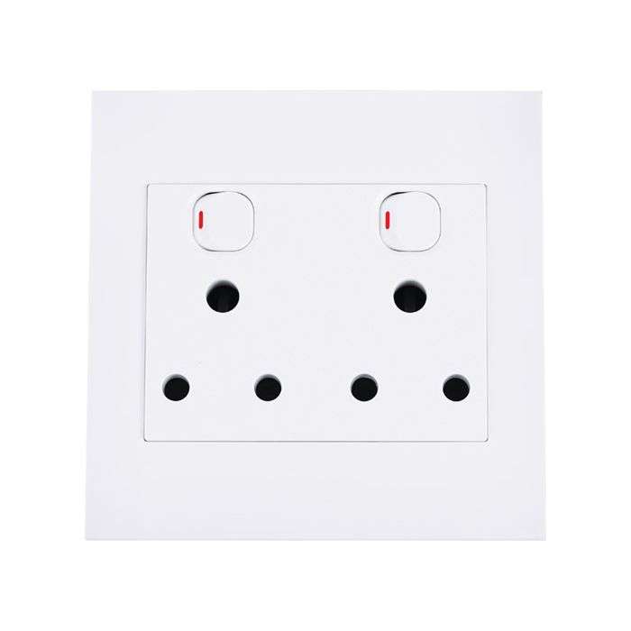 Lesco Pipelli Quad White Double RSA Wall Socket 4x4