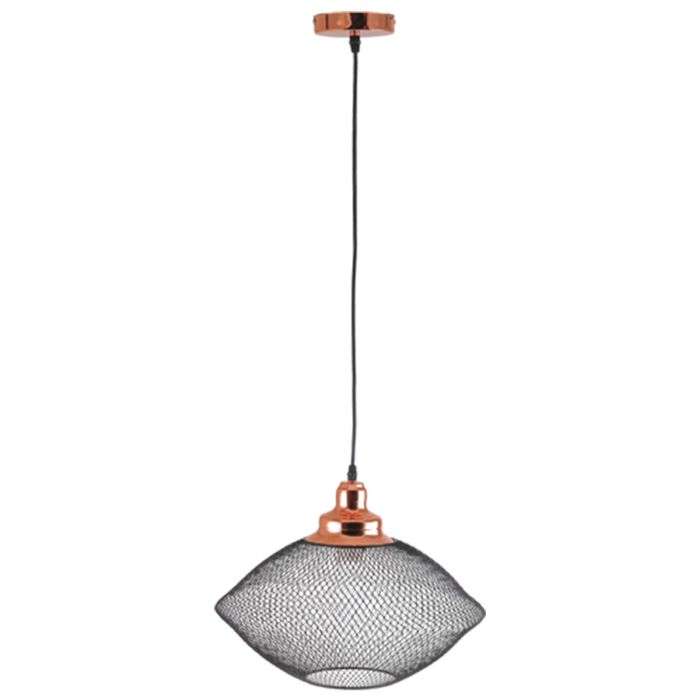 Radiant Matt Black & Copper Metal Shade Pendant Light 360mm