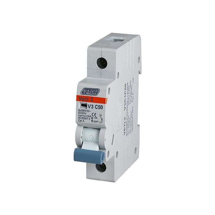 Major Tech 1-Pole 50A Circuit Breaker MCB 3Ka