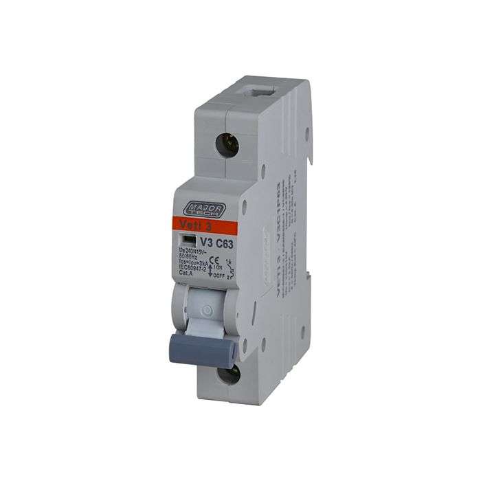Major Tech 1-Pole 63A Circuit Breaker MCB 3Ka