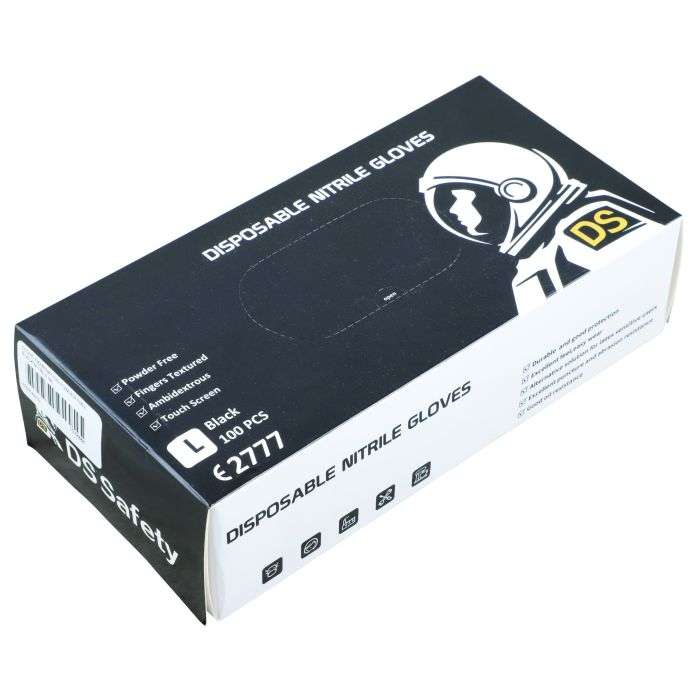 Disposable Black Nitrile Large Gloves 100 Pack