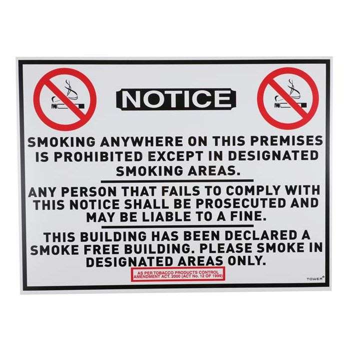 Tower ABS No Smoking Sign 400 x 300mm