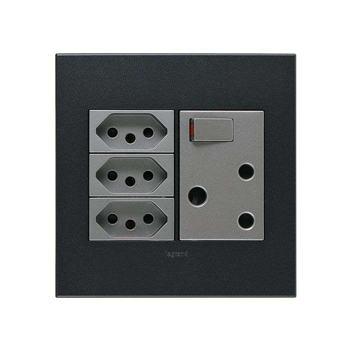 Legrand Arteor Graphite 3 New RSA & 1 RSA Wall Socket 4x4