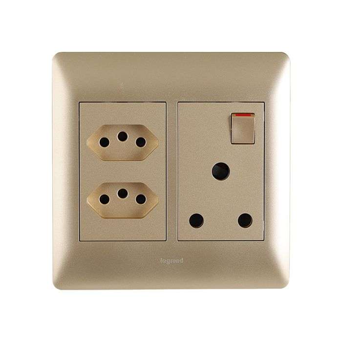 Legrand Ysalis Champagne 2 New RSA & 1 RSA Wall Socket 4x4