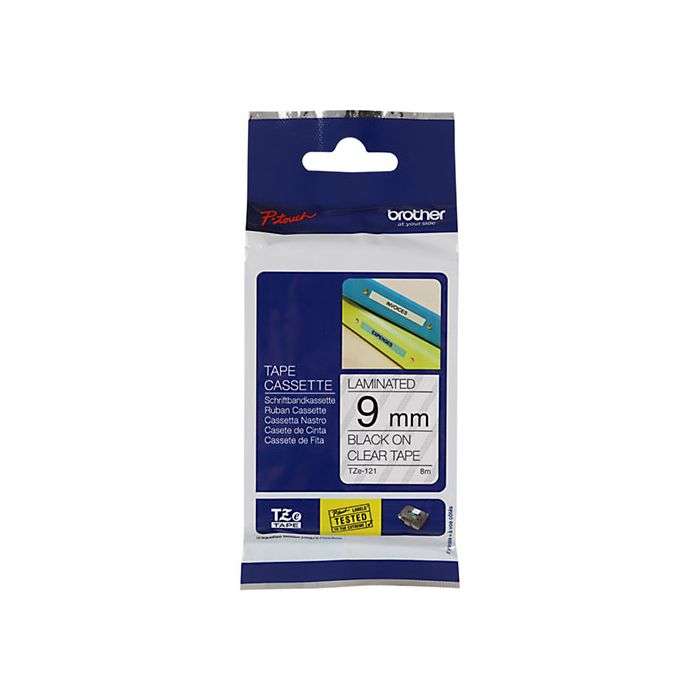 Brother Black on Clear Laminated Labeling Tape 9mm x 8m
