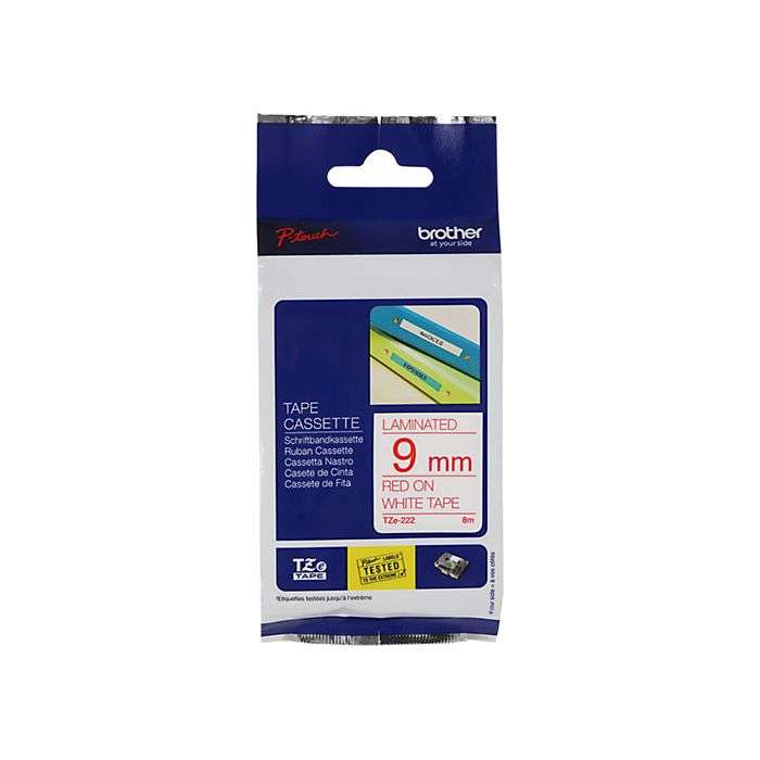 Brother Red on White Laminated Labeling Tape 9mm x 8m