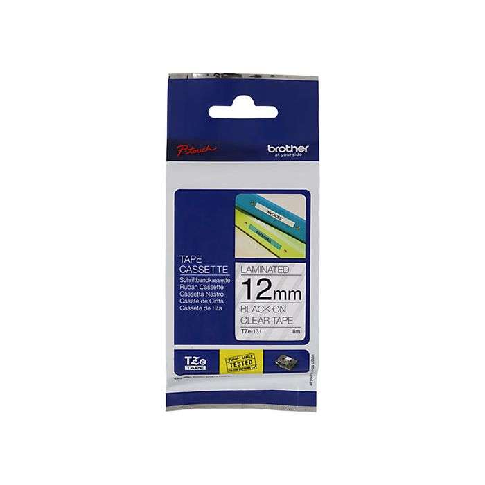 Brother Black on Clear Laminated Labeling Tape 12mm x 8m