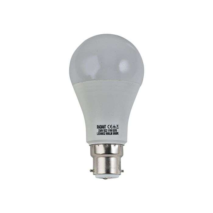 Radiant 11W Cool White B22 LED A60 Lamp