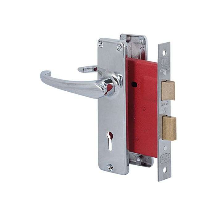 Union Chrome Plated Keyhole Lever Handle On Backplate 3 Lever Lockset