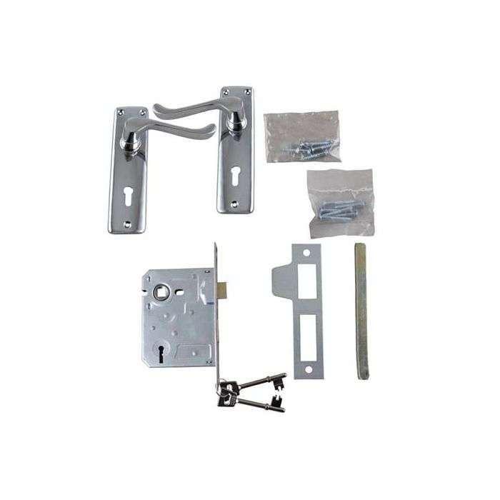 Tarpon 3 Lever Chrome Plated Scroll Lockset