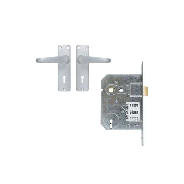 BBL Aluminium Keyhole Lever Handle On Backplate 3 Lever Lockset