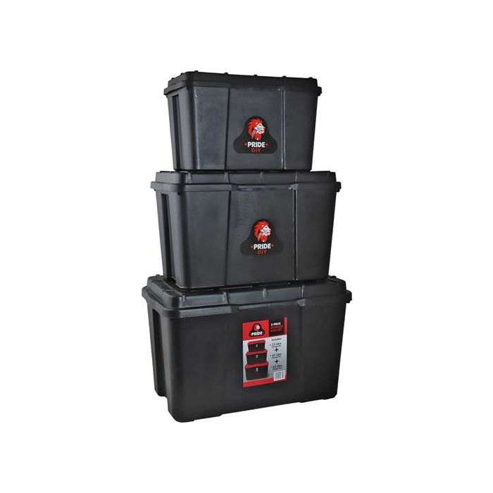 Pride 3 Piece Black Storage Boxes